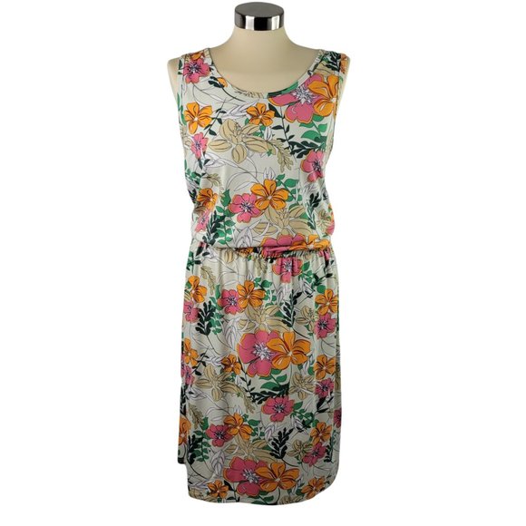 LuLaRoe Dresses & Skirts - LuLaRoe Summer Dress 2XL Pink Green Floral Dress Elastic Waist Knee Length